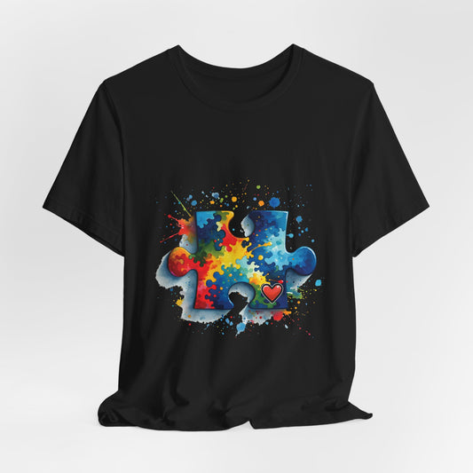 Paint Splatter Puzzle Piece Tee