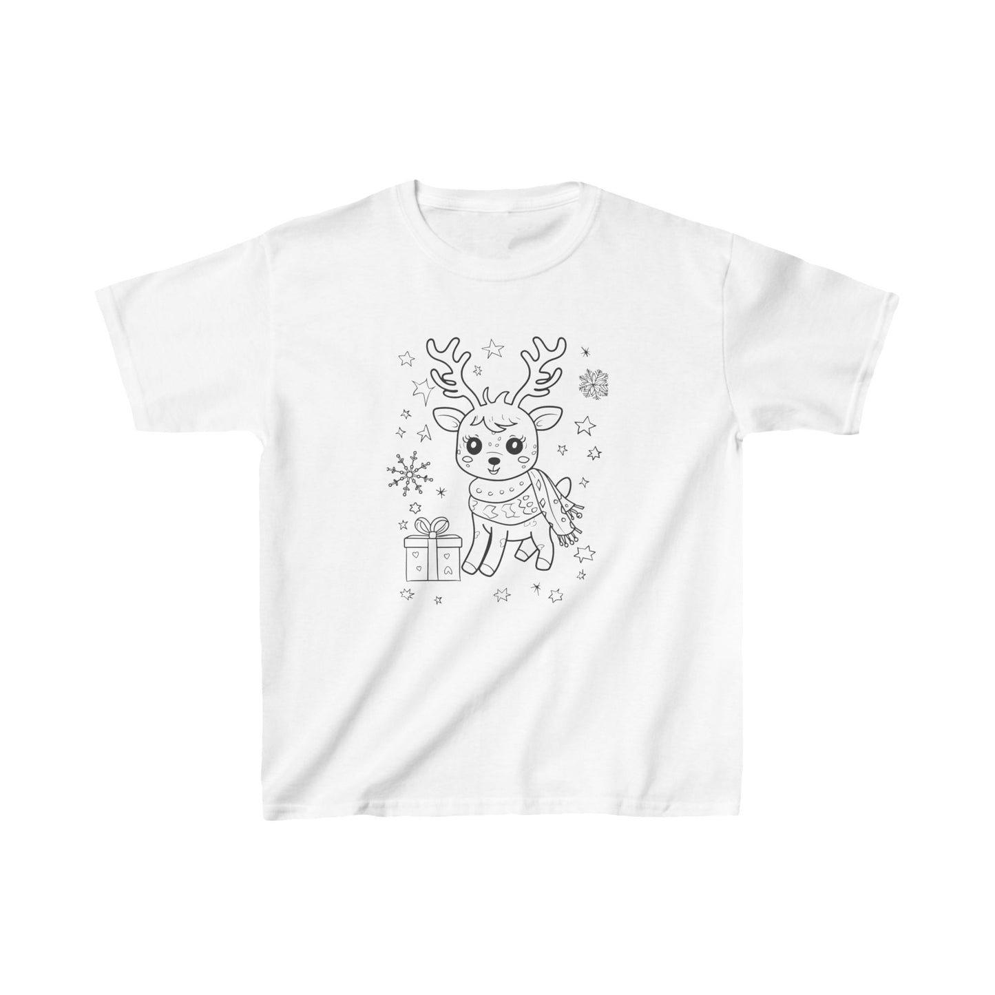 Color Your Christmas Reindeer Kids Tee