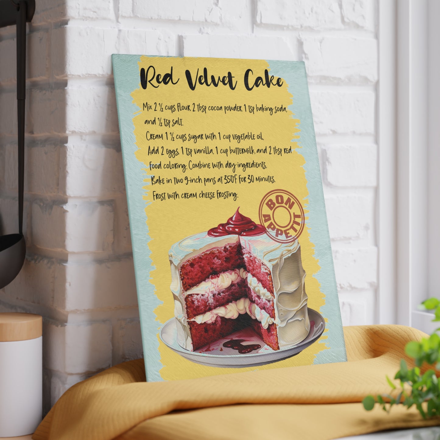 Red Velvet Cake Glass Cutting Board