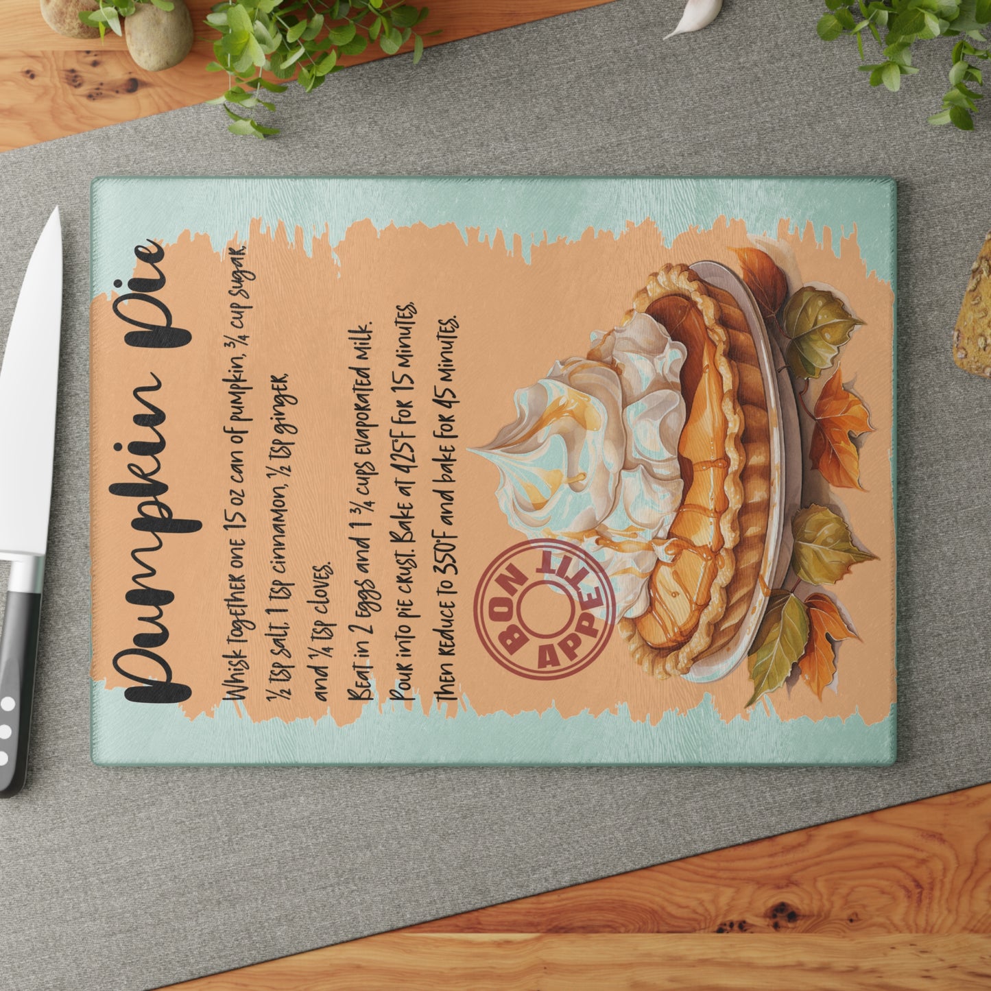 Pumpkin Pie Glass Cutting Board