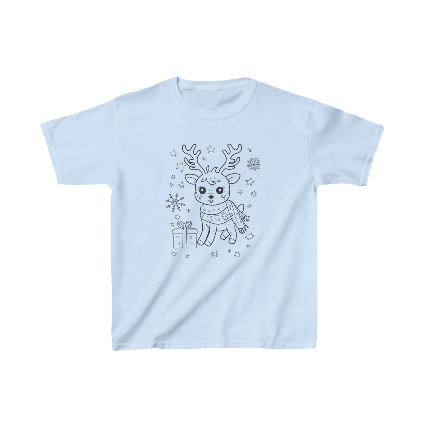 Color Your Christmas Reindeer Kids Tee