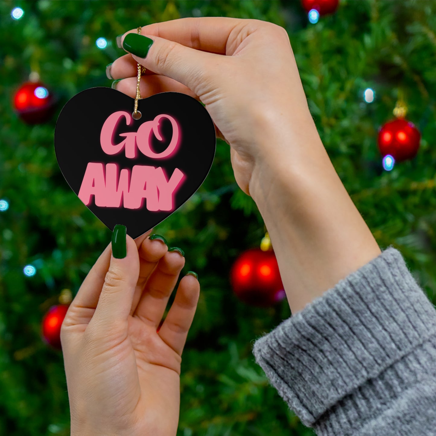 Go Away Ceramic Ornament