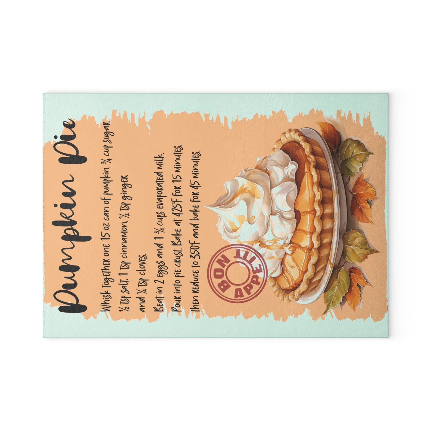 Pumpkin Pie Glass Cutting Board