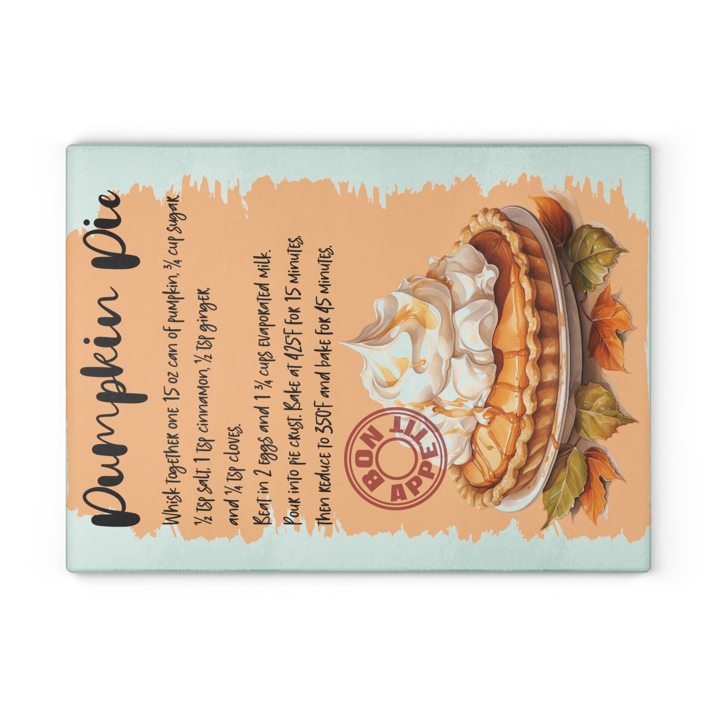 Pumpkin Pie Glass Cutting Board