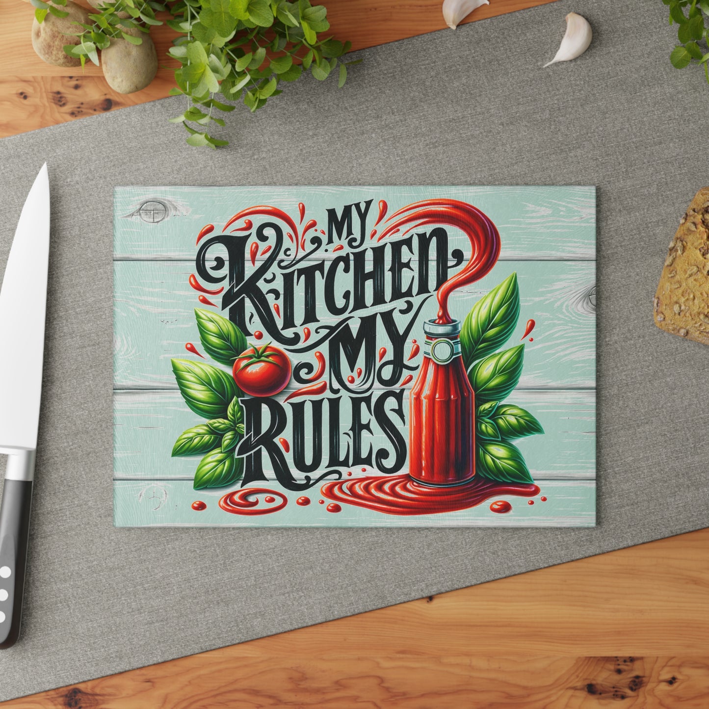 My Kitchen My Rules Glass Cutting Board