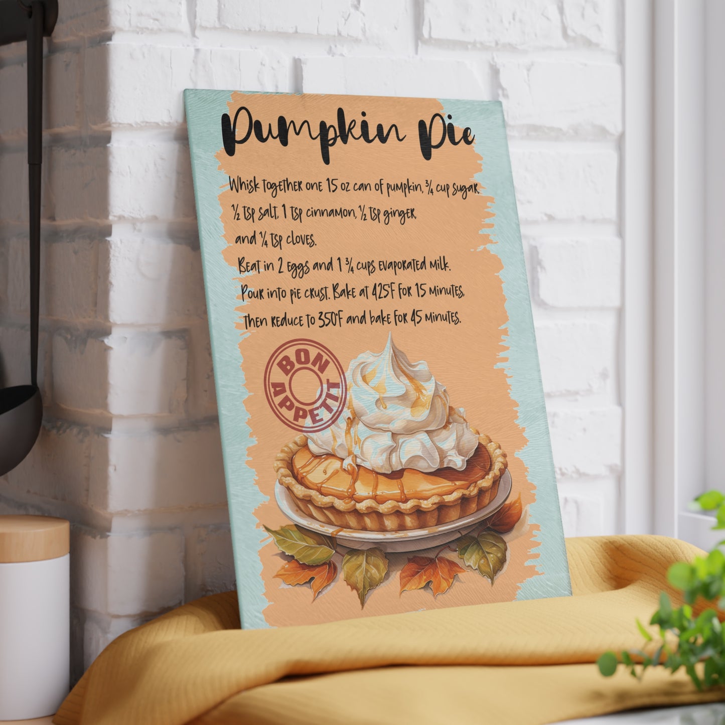 Pumpkin Pie Glass Cutting Board