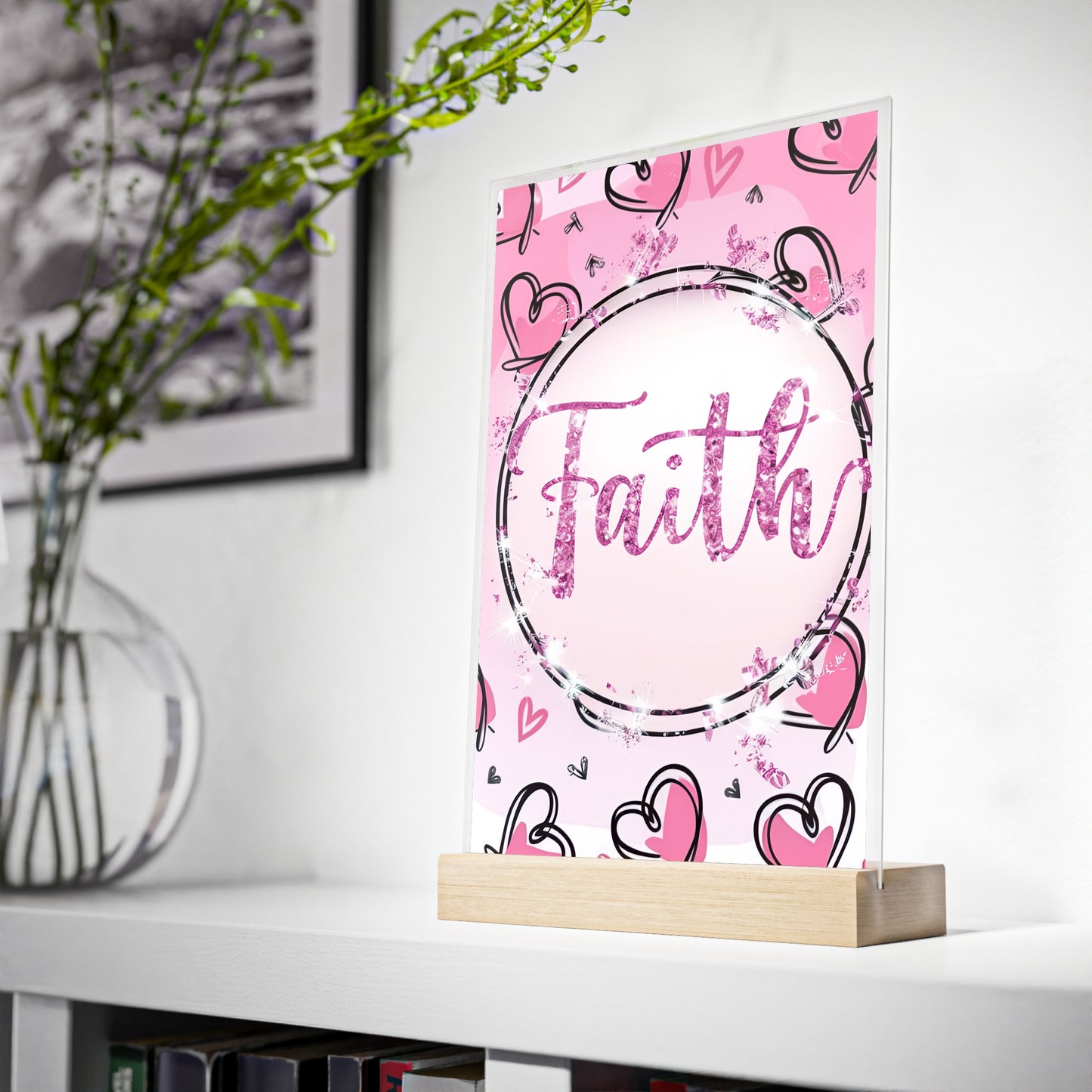 FAITH Acrylic Sign with Wooden Stand