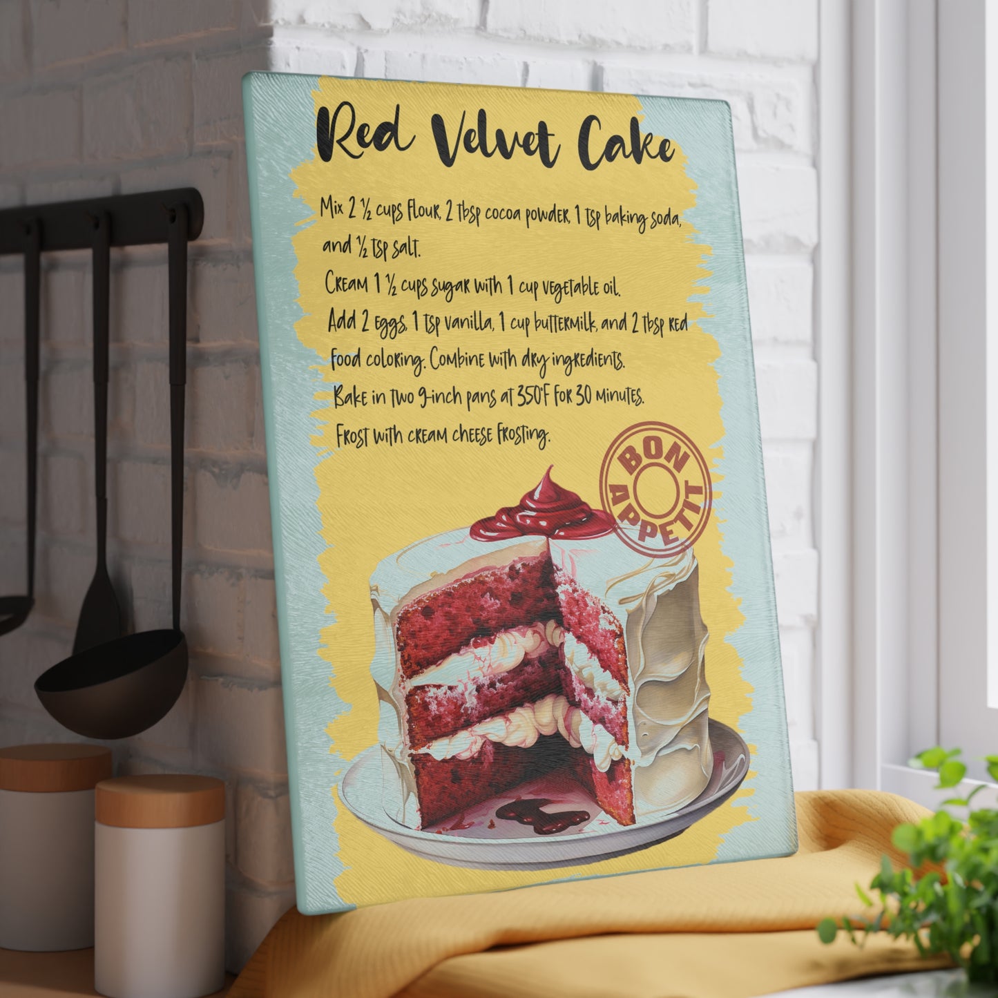 Red Velvet Cake Glass Cutting Board