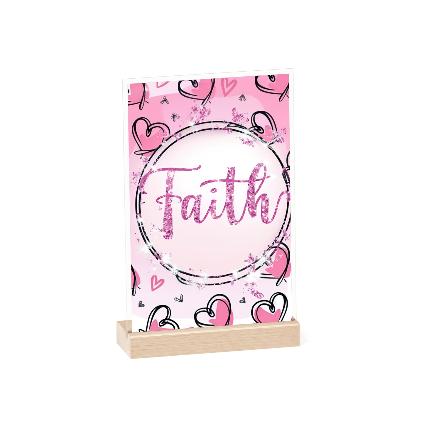 FAITH Acrylic Sign with Wooden Stand