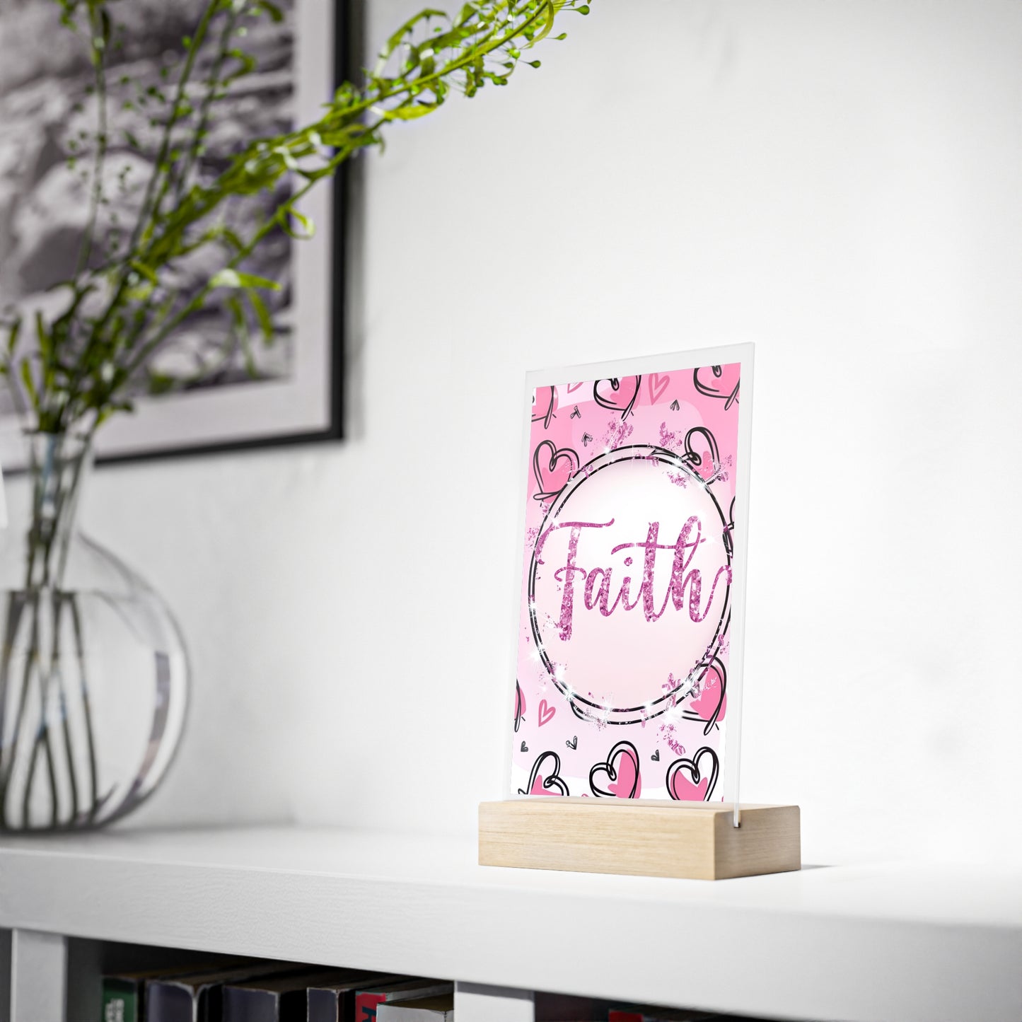 FAITH Acrylic Sign with Wooden Stand