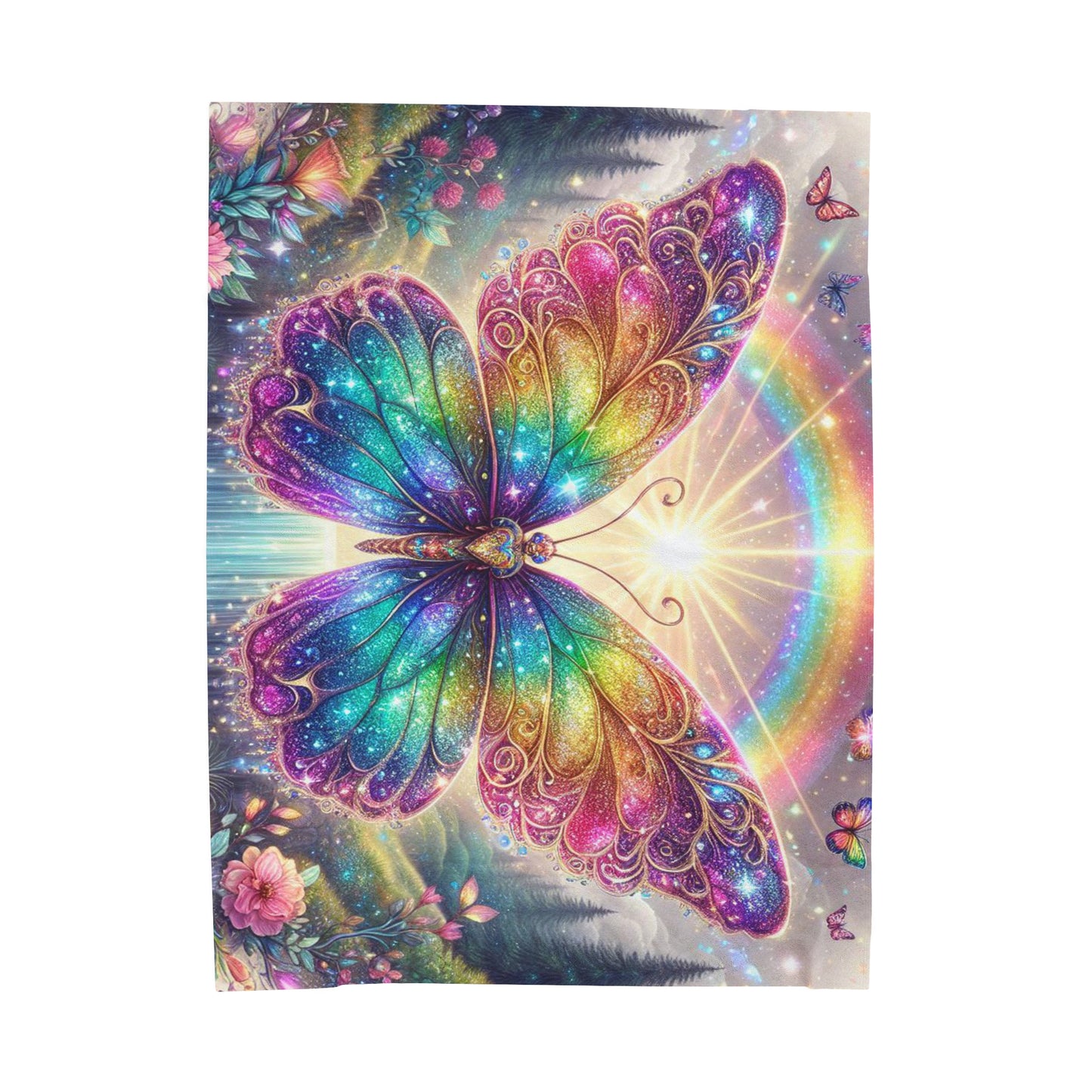 Glitter Rainbow Butterfly Blanket