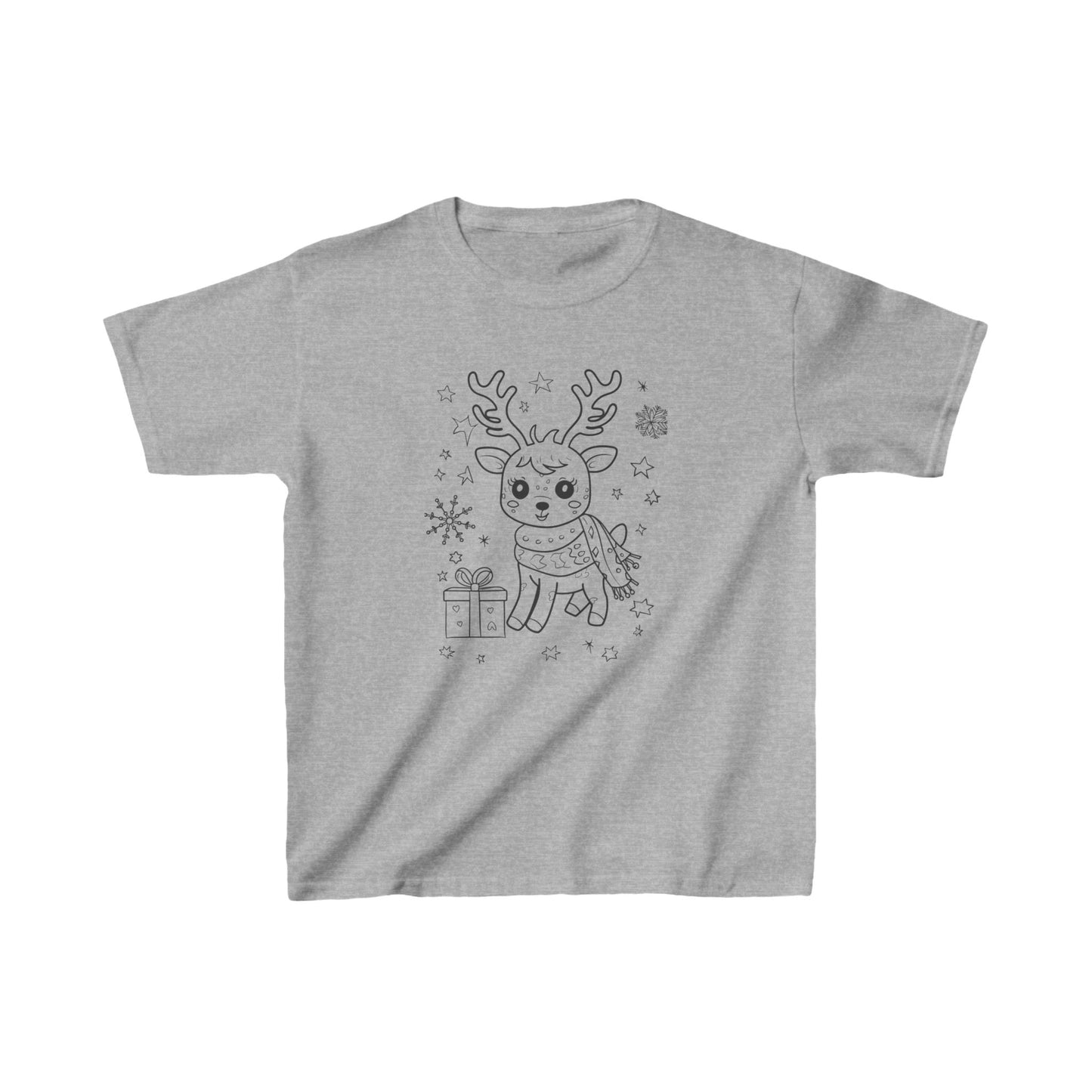 Color Your Christmas Reindeer Kids Tee