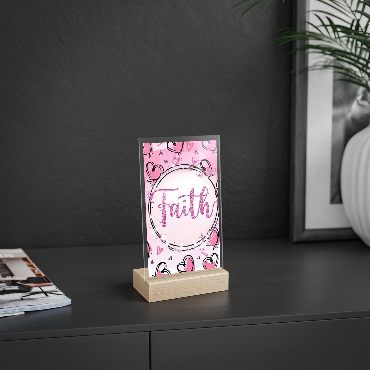 FAITH Acrylic Sign with Wooden Stand