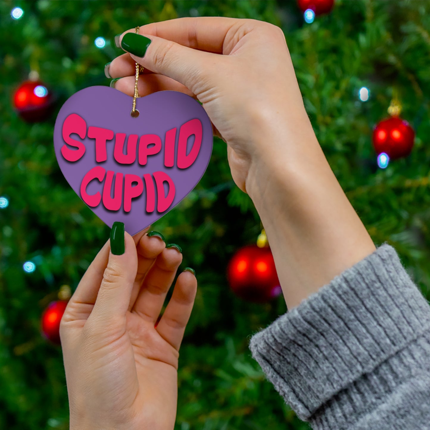 Stupid Cupid Ceramic Ornament